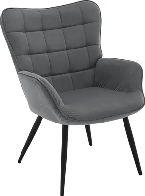 Produktbild von WOLTU Ohrensessel modern, Metallbeine, Polstersessel mit Cordbezug, dunkelgrau