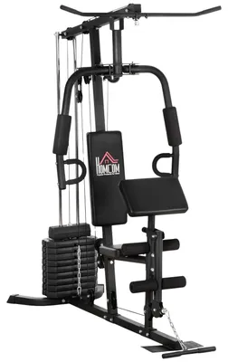 Immagine prodotto di Stazione Fitness Multifunzione Con Barra Lat Pulldown E Butterfly E Pesi Da 45 Kg Per Allenamento Muscolare In Acciaio Ecopelle Nero 180 X 108 X 200 Cm