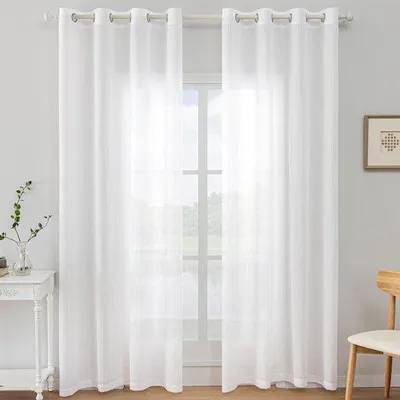 Obrázok produktu pre Sada Azomor s 2 modernými priehľadnými závesmi s krúžkami do obývačky a spálne, rozmery 140 x 245