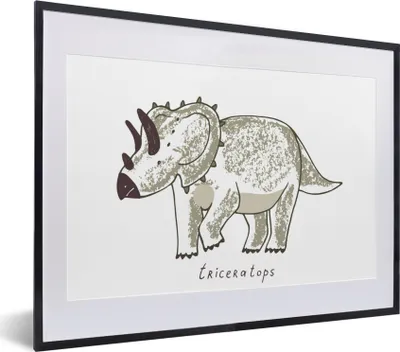 Produktbild von MuchoWow® Gerahmtes Poster Kinderzimmer - Triceratops - Dinosaurier - Jungen - Mädchen - Kinder 40x30 cm - Poster mit Schwarzem Bilderrahmen Wandposter Rahmen Foto Bilder - Bilderrahmen - Poster im Rahmen