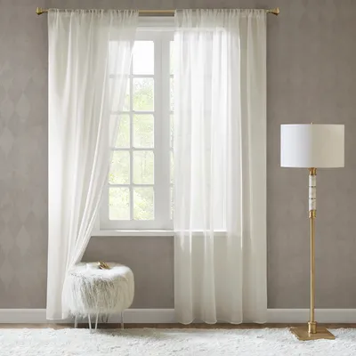 Produktbild von Unyqoos® Transparente Voile‑Vorhänge – Creme, 2 Stück 140 x 175 cm (Gesamt 280 cm), Leinenoptik, Stangentasche, leichter Sichtschutz