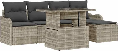 Productafbeelding van vidaXL Zitgroep voor buiten, 6 stuks, lichtgrijs, polyrotan