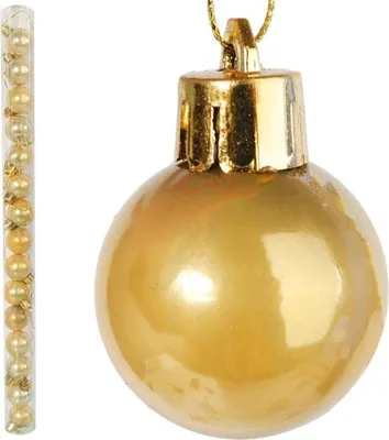 Immagine prodotto di Set di 16 baubles in plastica in un tubo di 3 cm d'oro