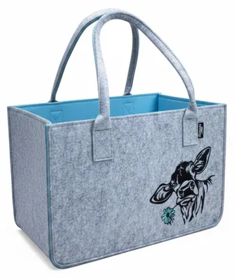 Produktbild von Camolo Filz Einkaufstasche COW grau/blau