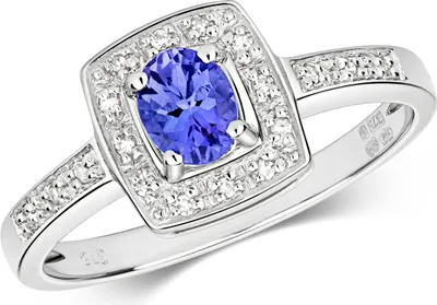 Produktbild von Stylischer 9 Karat (375) Weißgold Damen - Diamant Solitärring Brillant-Schliff 0.06 Karat H - PK mit Tansanit, 49 (15.6); TRS28877RSJ