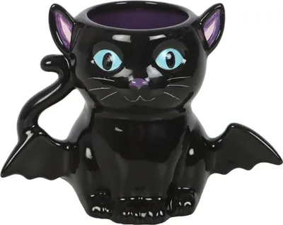 Produktbild von Schwarze Fledermauskatze „Cute & Creepy“ Kaffeebecher als Lieblingstasse 500 ml