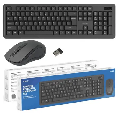 Produktbild von Savio KB-03, Kabellos, USB, Membran Key Switch, QWERTY, Schwarz, Maus enthalten