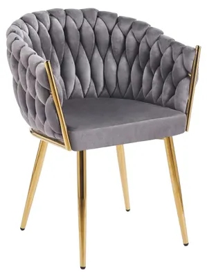 Produktbild von Designer-Polstersessel ZYPHIRA – Grau/Gold