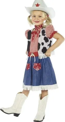 Produktbild von Cowgirl Sweetie Kostüm mit Kleid, Weste, Schal, Gürtel und Hut, Größe:S