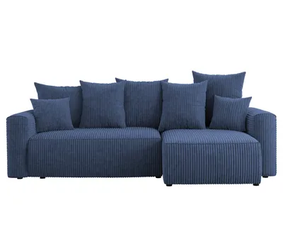 Produktbild von Ecksofa mit Schlaffunktion, ANTONIO DENVER - 238x142x73cm, Ottomane rechts/links, L-Form, Schlaffunktion & Bettkästen - Blau