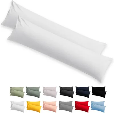 Immagine prodotto di Set di 2 federe - Federe morbide - Per un sonno confortevole - 100% cotone jersey - 40 x 145 cm - Bianche