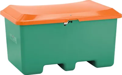 Produktbild von CEMO Streugutbehälter 400 l B1210xT820xH670 mm ohne Entnahmeöffnung grün/orange