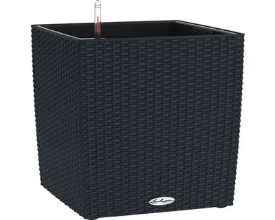 Obrázek produktu pro Samozavlažovací květináč Lechuza Cube Cottage 50 x 50 x 50,5 cm černý včetně zavlažovacího systému, vložky na rostliny a ukazatele stavu vody