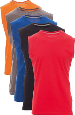 Produktbild von Mivaro Herren Tank Top 5er Pack aus Baumwolle in Schwarz/Rot/Anthrazit/Orange/Blau - ärmelloses Shirt im Multipack, Rundhals-Ausschnitt, Regular Fit, Größen S bis XXL