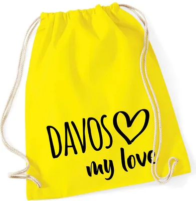Produktbild von Huuraa Turnbeutel Davos my love 12 Liter Yellow Baumwolle Rucksack Geschenkidee