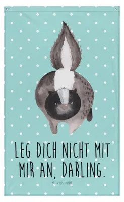Produktbild von Mr. & Mrs. Panda Wandbild Stinktier Angriff - Türkis Pastell - Geschenk, Raubtier, Drohung, Tapisserie, Wandteppich, Wandtuch, Hängedeko, wütend, Stinker, Tapestry, Skunk