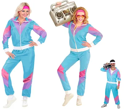 Produktbild von Kostüm 80er Jahre Dame Trainingsanzug Gr. S - XXL - Proll -  Partnerlook Gr. L