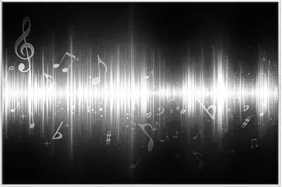 Produktbild von Wallario Wandbild Noten der Musik in schwarz und weiß, Größe: 61 x 91,50 cm, Poster mit weißem Aluminiumrahmen