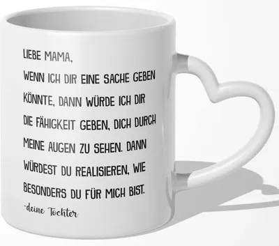 Produktbild von 22Feels Mama Geschenk von Tochter Muttertag Geburtstag Mutter Tasse Weihnachten Kaffeetasse Frauen Beste Eltern (Herzhenkel Weiss)