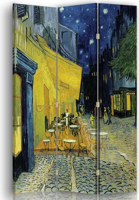 Produktbild von Paravent - Raumteiler Caféterrasse am Abend - Vincent Van Gogh - Dekorativer Raumtrennercm. 110x150 (3 x)