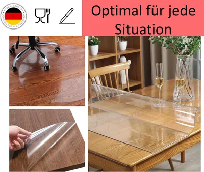 Produktbild von Tischfolie transparent klar Tischdecke Bodenschutzmatte ca.2mm PVC 100cmx160cm