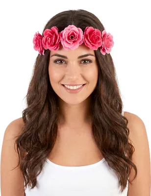 Produktbild von Blumen-Haarband Rosen pink-rot - Einheitsgröße