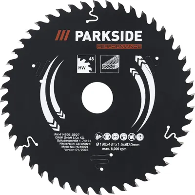 Image de PARKSIDE PERFORMANCE Lame de scie 190 mm 48 dents Bois