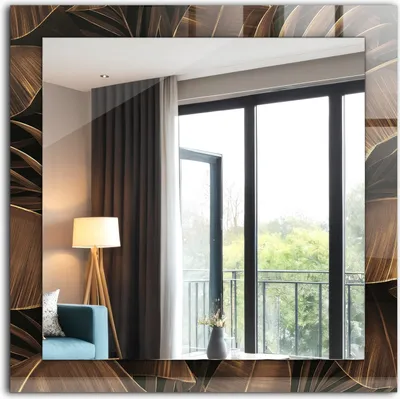 Produktbild von Bedruckter Spiegel - Wandspiegel - Dekorativer - Modern - 60x60 cm - Tropische Blätter