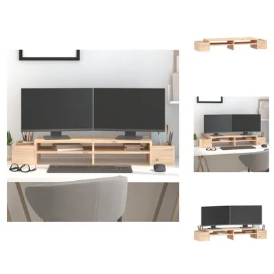 Imagen del producto de vidaXL Soporte para monitor, 100x27,5x15 cm, madera maciza de pino - Soporte para monitor de ordenador