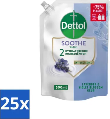 Obrázok produktu pre Náplň do mydla na ruky Dettol - Soothe - levanduľa a kvet fialky - 500 ml - hodnotné balenie - 25 kúskov