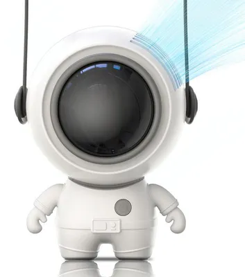 Produktbild von Mini USB Ventilator mit Astronaut Design, tragbarer Halsventilator, wiederaufladbar mit 3 Windstufen, Weiß