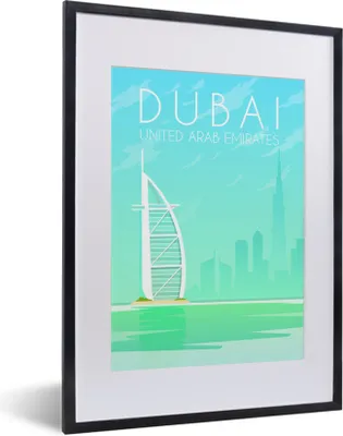 Produktbild von MuchoWow® MuchoWow® Gerahmtes Poster Illustration der Stadt Dubai, Vereinigte Arabische Emirate 30x40 cm - Poster mit zchwarzem Bilderrahmen - Wandposter Schlafzimmer