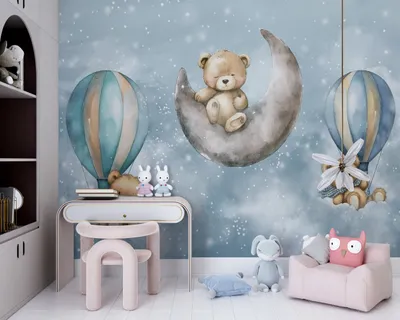 Produktbild von DECO WALLS Fototapete Kinderzimmer Niedliche Teddybären - Außergewöhnliche Haltbarkeit XXL 240x360 cm
