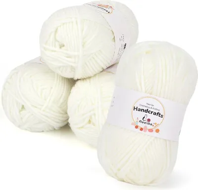 Zdjęcie produktu dla Aeelike 200g Szydełkowa Przędza Bawełniana 5Warstwowa Zestaw Amigurumi Lalki Biały*4