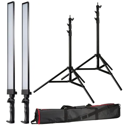 Produktbild von Bresser BR 2250 LED Striplight Set 2 x 36 W mit Stativen bis 220 cm