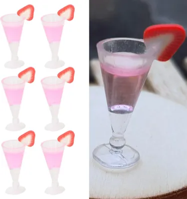 Image de 20 verres à cocktail pour maison de poupées, scène de simulation, échelle 1:12, mini-jouets, décoration de la maison de poupées, rose