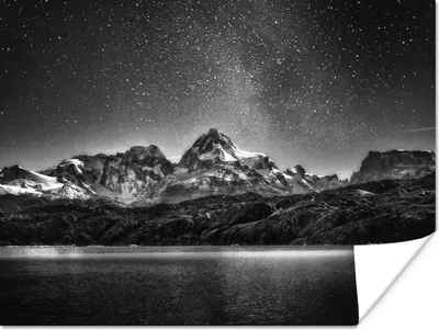 Produktbild von MuchoWow® Poster Sternenhimmel - Berg - Nacht 40x30 cm - Plakate für die Wände - Poster Wohnzimmer
