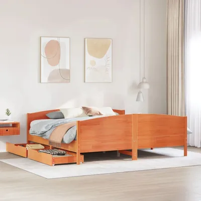 Produktbild von Möbel Massivholzbett ohne Matratze Wachsbraun 180x200 Kiefernholz - Polsterbett 3301781