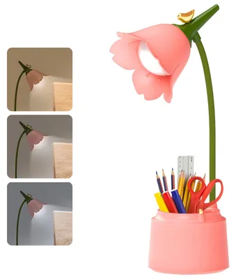 Produktbild von Vaileal LED Schreibtischlampe Kinder: Dimmbare Tischlampe Mit 3 Farbtemperaturen, Flexibler Arm Und Touchsensor, USB Wiederaufladbar Für Lesen Und Studieren (Rosa)