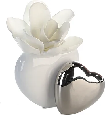 Produktbild von Casablanca Vase Hearts weiss/silber,Keramik H.11,5cm  Höhe: 11.50 cm  Breite: 14.50 cm 36958
