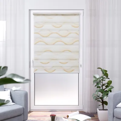 Plissee-Rollo ohne Bohren, bedruckt, beige, 95x200 cm