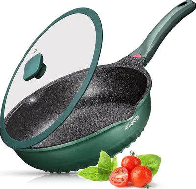 Image de Poêle à frire avec couvercle - 28 cm revêtement antiadhésif - convient pour induction