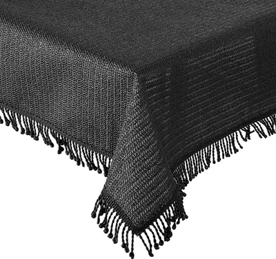Produktbild von Tischdecke 140 cm rund Schwarz Gartentischdecke Weichschaum Outdoor PVC Terrasse Balkon rutschfest wetterfest