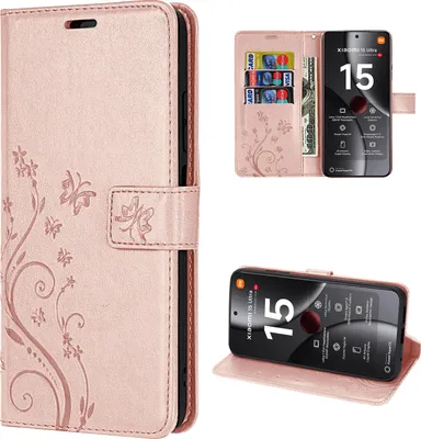 Produktbild von Hülle für Xiaomi 15 Ultra Handy Tasche Handyhülle Wallet Case Flip Cover in Rosegold