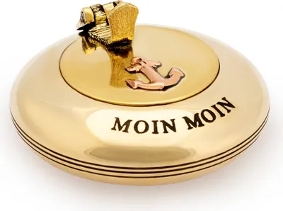 Produktbild von 6cm Klappascher rund Messing Prägung MOIN MOIN Messing massiv gold Aschenbercher