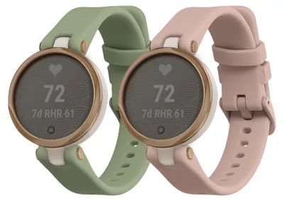 Produktbild von kwmobile 2x Uhrenarmband für Garmin Lily Sport Armband - Fitnesstracker Band Set aus TPU Silikon - Ersatzarmband Smartwatch - Pastellgrün Altrosa