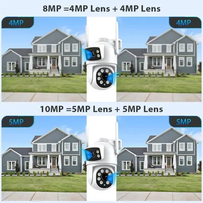 Produktbild von Überwachungskamera - PTZ-Domekamera - 10 MP 5K - Doppelobjektiv - 4-facher Digitalzoom - Personenerkennung - WLAN - 64-GB-TF-Karte