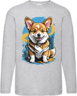 Produktbild von Urban Backwoods Sweet Corgi Art, Langarm T-Shirt, Farbe: Hellgrau, Größe: L
