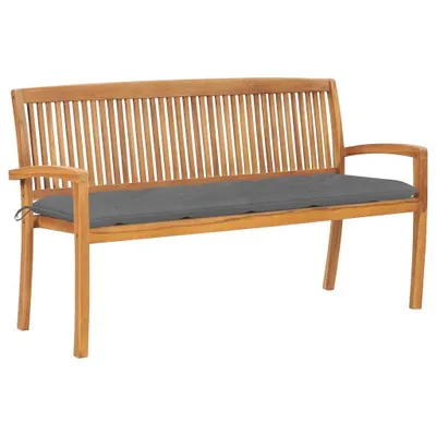 Produktbild von Stapelbare Gartenbank mit Auflage 159 cm Massivholz Teak