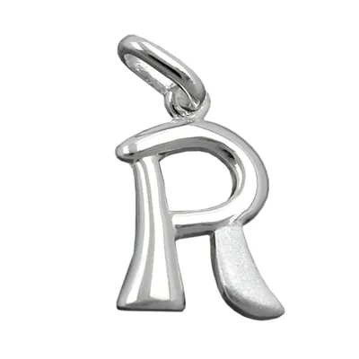 Produktbild von Anhänger 15x10mm Buchstabe R teilmattiert glänzend Silber 925 silber 15x10mm